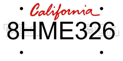 8HME326 California License Plate