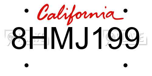 8HMJ199 California License Plate