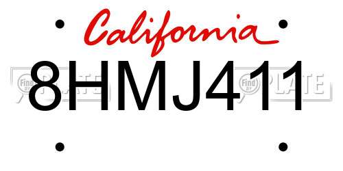 8HMJ411 California License Plate