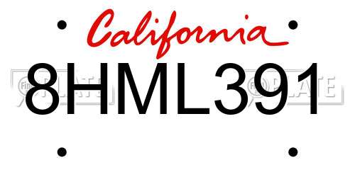 8HML391 California License Plate