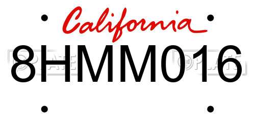 8HMM016 California License Plate