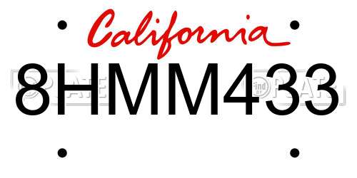 8HMM433 California License Plate