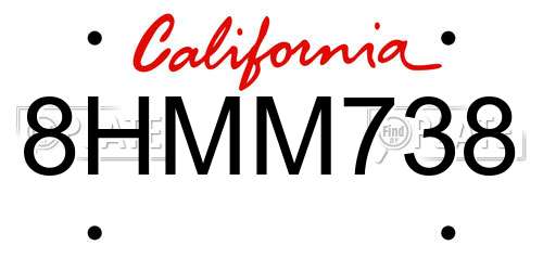 8HMM738 California License Plate
