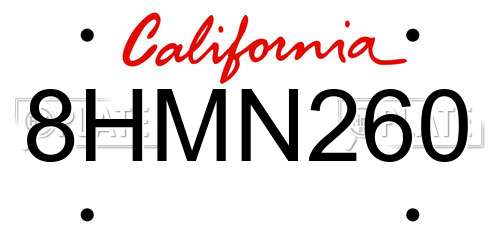 8HMN260 California License Plate
