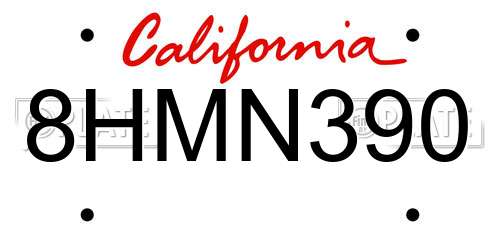 8HMN390 California License Plate