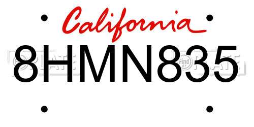 8HMN835 California License Plate