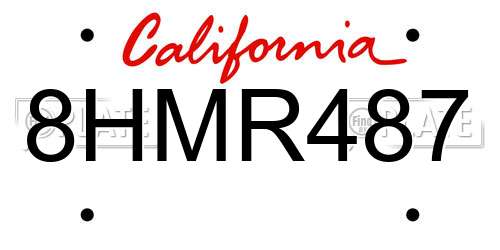 8HMR487 California License Plate