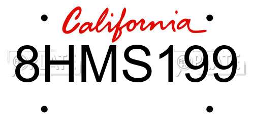 8HMS199 California License Plate