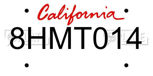 8HMT014 California License Plate