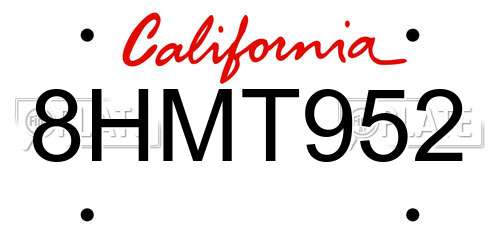 8HMT952 California License Plate
