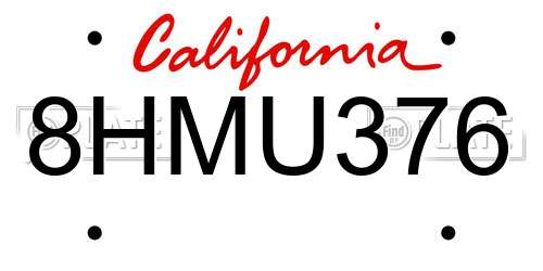 8HMU376 California License Plate