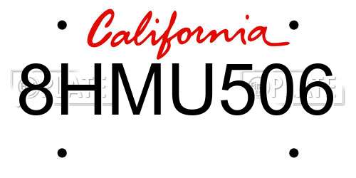 8HMU506 California License Plate