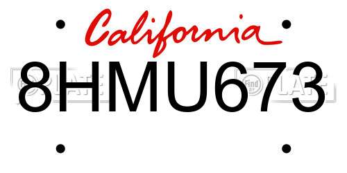 8HMU673 California License Plate