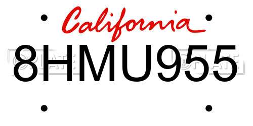 8HMU955 California License Plate