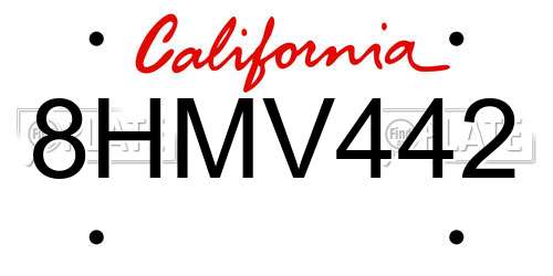 8HMV442 California License Plate