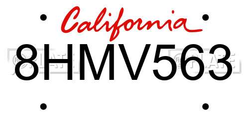 8HMV563 California License Plate
