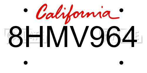 8HMV964 California License Plate