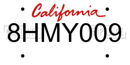 8HMY009 California License Plate