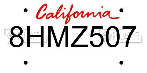 8HMZ507 California License Plate