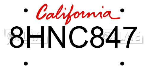 8HNC847 California License Plate