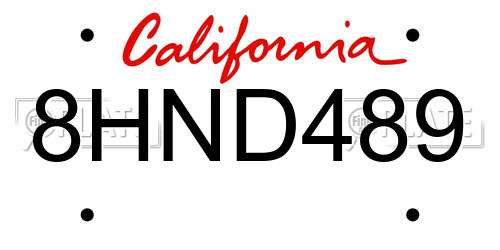 8HND489 California License Plate