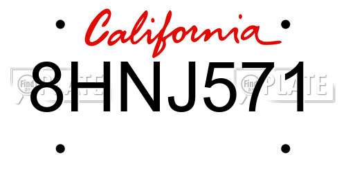 8HNJ571 California License Plate