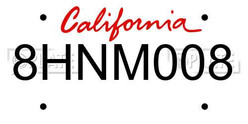 8HNM008 California License Plate