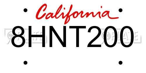 8HNT200 California License Plate
