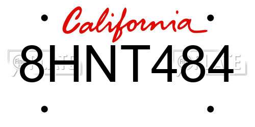 8HNT484 California License Plate