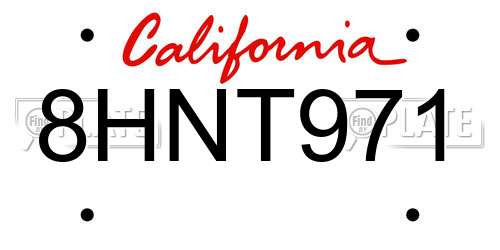 8HNT971 California License Plate
