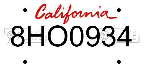 8HO0934 California License Plate