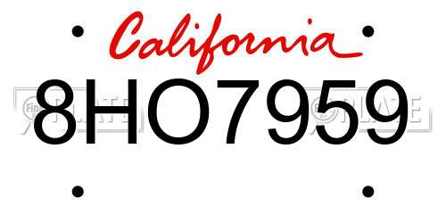 8HO7959 California License Plate