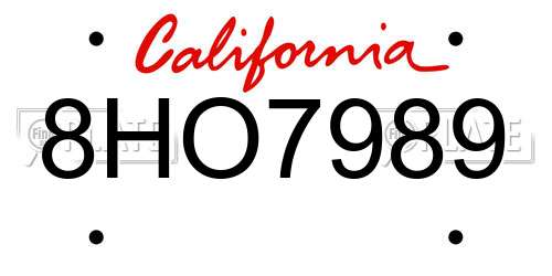 8HO7989 California License Plate