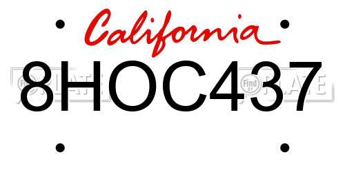8HOC437 California License Plate