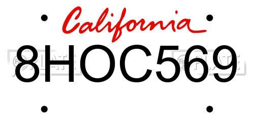 8HOC569 California License Plate