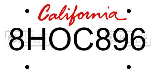 8HOC896 California License Plate