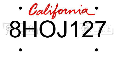 8HOJ127 California License Plate