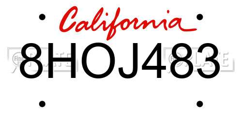 8HOJ483 California License Plate