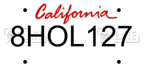 8HOL127 California License Plate