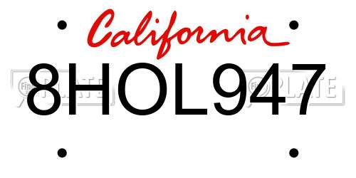 8HOL947 California License Plate
