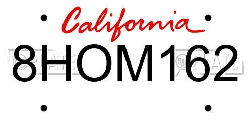 8HOM162 California License Plate