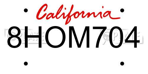 8HOM704 California License Plate