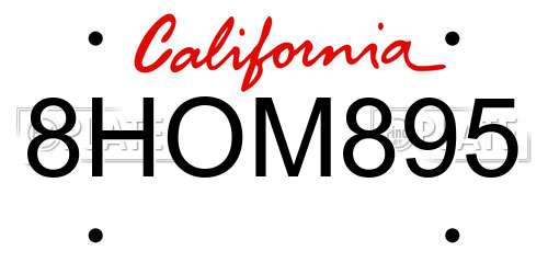 8HOM895 California License Plate