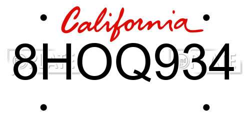 8HOQ934 California License Plate