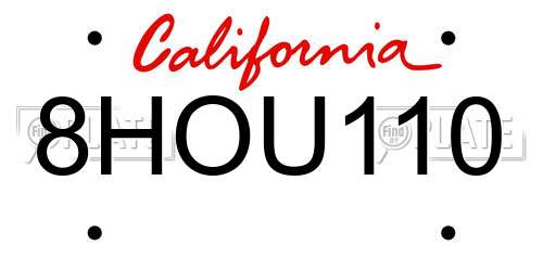 8HOU110 California License Plate