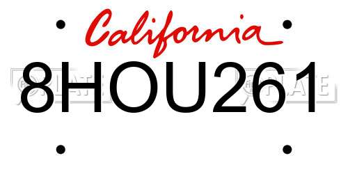 8HOU261 California License Plate