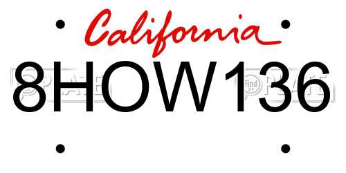 8HOW136 California License Plate