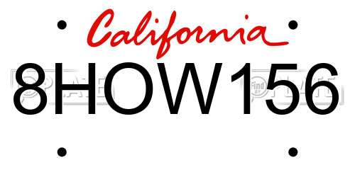8HOW156 California License Plate