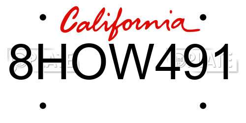 8HOW491 California License Plate