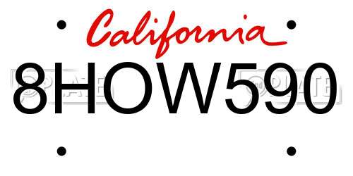 8HOW590 California License Plate